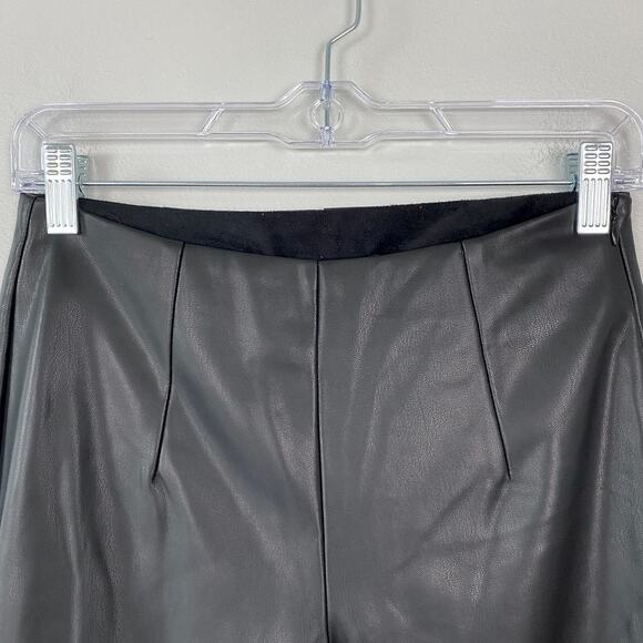 ASOS Design Faux Leather Trousers Black High Rise Subtle Flare Pants Size 6P - Picture 3 of 9